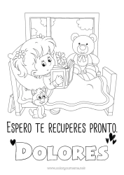 Pagină de colorat personalizabilă Bolnav Fată