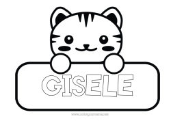 Pagină de colorat personalizabilă Pisică Tigru Activități pentru copii Animal Câini și pisici Animale sălbatice din Africa Etichetă