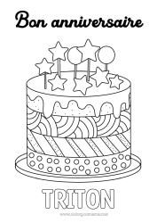 Tilpassbar fargeleggingssiden Kake Bursdag Mellomliggende fargelegginger Gratulerer med dagen!