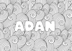 Coloriage personnalisable Mandala Été Mer Nom décoré Zentangle Fond décoratif Vagues