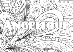 Página de desenho personalizável Nome decorado Colorações Complexas Zentangle Fundo decorativo