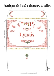 Colorear personalizable Invierno Navidad Sobre Sobre para imprimir Viaje del duende navideño