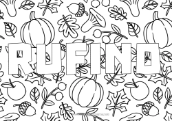 Aanpasbare kleurplaat Pompoen Herfst Paddestoel Eikel Decoratieve achtergrond Dode bladeren