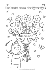 Aanpasbare kleurplaat Bloemen Kind Oppas Bedankt Boeket