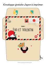 Pagina da colorare personalizzabile Carpa Koi Giappone Busta Paesi Sushi Animali marini o acquatici Busta da stampare Viaggio dell'elfo di Natale Busta per la corrispondenza dell'elfo di Natale