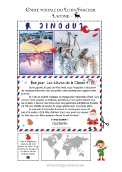 Coloriage personnalisable Pôle nord Voyage de lutin farceur Carte postale Laponie Finlande Carte postale d'un SEUL lutin