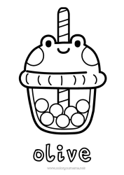 Página de desenho personalizável Sapo Bebida Desenhos para colorir fáceis Animais marinhos ou aquáticos Chá de bolhas