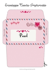 Página de desenho personalizável Coração Eu te amo Envelope Envelope para imprimir