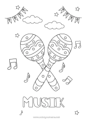 Tilpassbar fargeleggingssiden Musikk Mexico Cinco de Mayo Musikkens dag Maracas Musikkinstrumenter