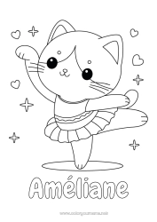 Anpassbare Malvorlage Niedlich Sport Katze Kawaii Tanz Tier Hunde und Katzen Künstlerischer Sport