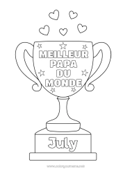Customizable coloring page Dad Cup, trophy, medal Competitions and Rewards