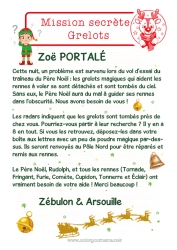 Página de desenho personalizável Sino Missão do Elfo de Natal Cartas de duendes travessos Sinos