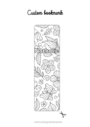 Página de desenho personalizável Flores Primavera Atividades para Crianças Folhas Marcador de Página Colorações Intermediárias