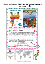 Página de desenho personalizável México Viagem do Elfo de Natal Cartão postal Cartão postal de vários duendes Vários duendes travessos