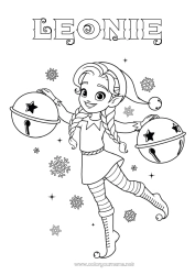 Colorear personalizable Elfos de navidad Campana Dibujos de Elfos para colorear Cascabeles