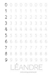 Colorear personalizable Número Une los puntos Trazo y color Seis Dos Tres Cuatro Uno Cinco Ficha de grafismo para educación infantil