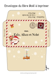 Página de desenho personalizável Pai Natal Natal Envelope Envelope para imprimir Viagem do Elfo de Natal Envelope de Natal Envelope para correspondência do duende de Natal