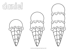 Coloriage personnalisable Été Nourriture Activités enfants Gourmandises, sucreries Glace Coloriages faciles