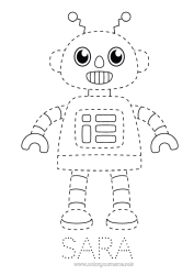 Coloriage personnalisable Robot Activités enfants Points à relier Coloriages faciles Trace et colorie