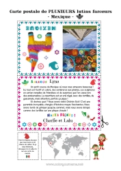 Colorear personalizable México Viaje del duende navideño Tarjeta postal Tarjeta postal de varios duendes Varios duendes traviesos