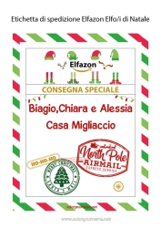 Anpassbare Malvorlage Elfenstreiche-Briefe Etikett Reise des Weihnachtselfen Elf Ankunftsbrief Versandetikett Lutin Umschlag für den Weihnachtswichtelbrief