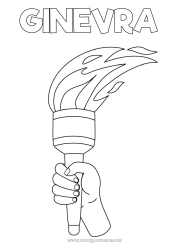 Coloriage personnalisable Sport Compétitions et récompenses Feu Jeux Olympiques Flamme Olympique