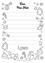 Página de desenho personalizável Carta ao Papai Noel
