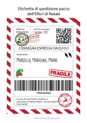 Página de desenho personalizável Elfo de Natal Cartas de duendes travessos Etiqueta de envio Lutin