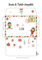 Página de desenho personalizável Elfo de Natal Natal Cartas de duendes travessos Envelope Envelope para imprimir Envelope de Natal