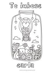 Colorear personalizable Flores Calma y zen Papá Mamá Abuela Abuelo Te amo Globo aerostático Mensaje