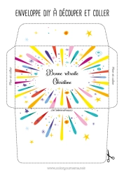 Página de desenho personalizável Aniversário Festa Fogos de artifício Envelope Envelope para imprimir