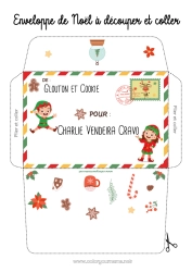 Coloriage personnalisable Lutins de Noël Noël Lettres de lutins farceurs Enveloppe Enveloppe à imprimer Enveloppe de Noël