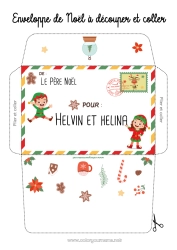 Colorear personalizable Elfos de navidad Navidad Cartas de elfos bromistas Sobre Sobre para imprimir Sobre de Navidad