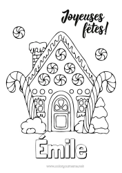 Kolorowanka personalizowalna Boże Narodzenie Piernik Dom