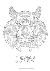 Tilpasset farvelægningssiden Mandala Tiger Dyr Kinesisk nytår Zentangle Afrikanske vilde dyr
