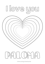 Tilpasset farvelægningssiden Hjerte Jeg elsker dig. Valentinsdag Stort hjerte Nem farvelægning