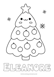 Coloriage personnalisable Sapin de Noël Noël Kawaii Coloriages faciles