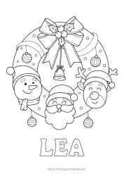 Coloriage personnalisable Père Noël Renne Bonhomme de neige Couronne de Noël Animaux de la forêt