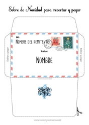 Página de desenho personalizável Inverno Natal Carta ao Papai Noel Flocos de neve Envelope Envelope para imprimir Viagem do Elfo de Natal Envelope de Natal Envelope para correspondência do duende de Natal