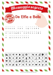 Anpassningsbar färgläggningssida Julnissar Julälvans uppdrag Brev från busiga tomtar Barnaktiviteter Luriga påhitt av Busiga Lurven Kodat meddelande