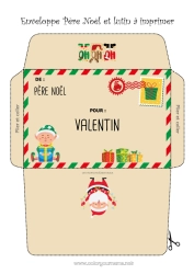 Anpassningsbar färgläggningssida Jultomten Julnissar Jul Kuvert Utskriftskuvert Julälvens resa Julkuvert Kuvert för tomtens post