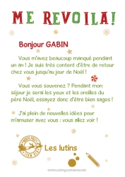 Coloriage personnalisable Lutins de Noël Lettres de lutins farceurs Lettre d'arrivée du lutin Un seul lutin farceur