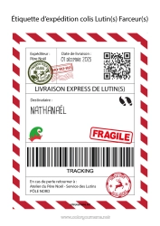 Anpassbare Malvorlage Weihnachtself Elfenstreiche-Briefe Elf Ankunftsbrief Versandetikett Lutin