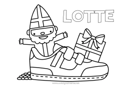Coloriage personnalisable Cadeaux Chaussure Saint Nicolas