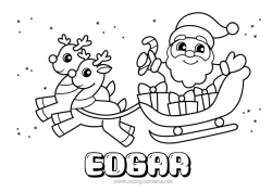 Colorear personalizable Regalos Papá Noel Reno Trineo Navidad Animales del bosque