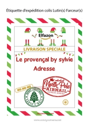 Colorear personalizable Cartas de elfos bromistas Etiquetas Viaje del duende navideño Carta de Llegada del Elfo Etiqueta de envío de duende Sobre para el correo del duende de Navidad