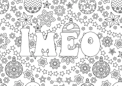 Colorear personalizable Navidad Bolas de Navidad Decoración navideña Copos de nieve Nombre decorado Estrellas Dibujos complejos para colorear Fondo decorativo