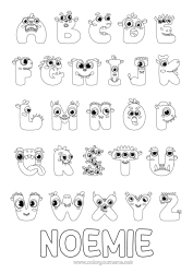 Pagina da colorare personalizzabile Attività per Bambini Alfabeto