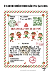 Coloriage personnalisable Lettres de lutins farceurs Lettre d'arrivée du lutin Étiquette d'expédition Lutin