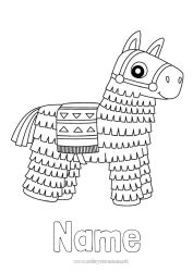 Coloriage personnalisable Cheval Animal Mexique Coloriages faciles Animaux de la ferme Cinco de Mayo Piñata